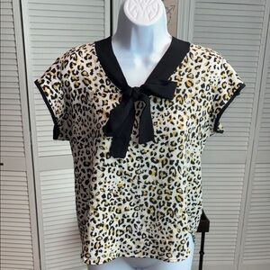 Posh Leopard Print Women's Top with Black Accents